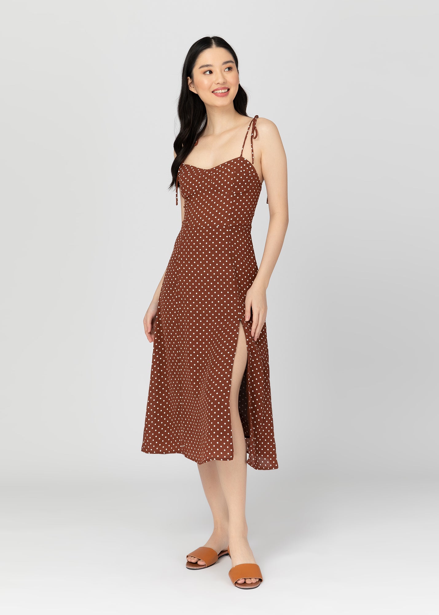 Janina Dress Brown Polkadots