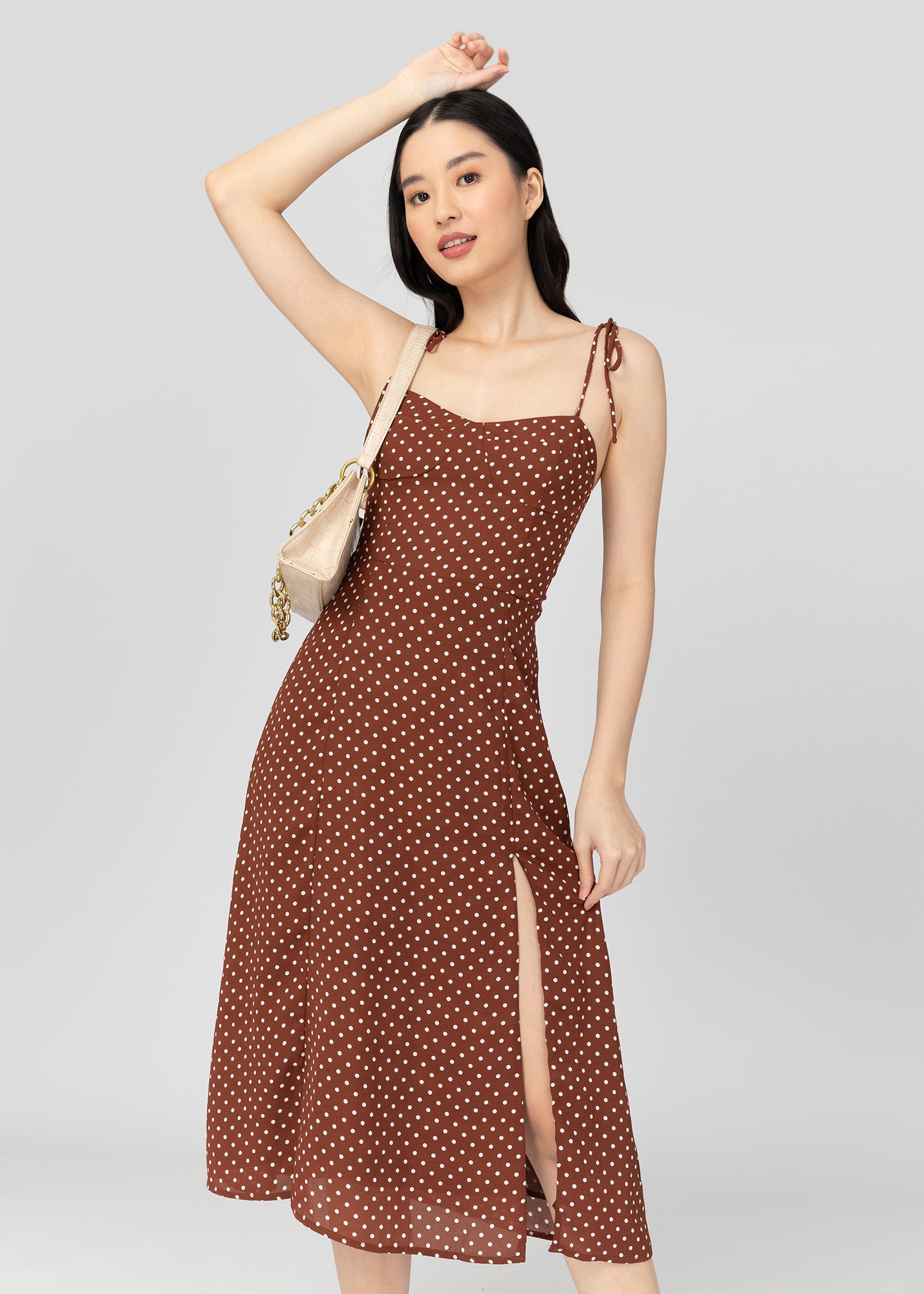 Janina Dress Brown Polkadots